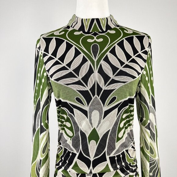 NWOT Farm Rio Lace Nature Tulle Midi Dress Long Sleeves Size S Multicolor - Picture 5 of 15